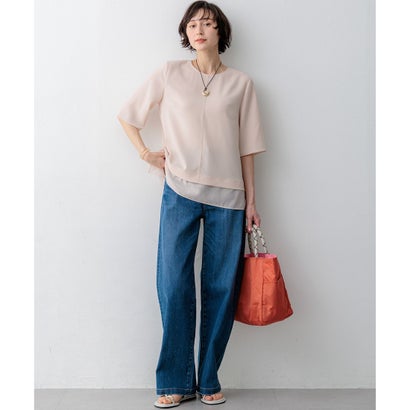 23区 S 【VERY・Oggi掲載】ストレッチジョーゼット シアーコンビ カットソー （ネイビー系）｜詳細画像