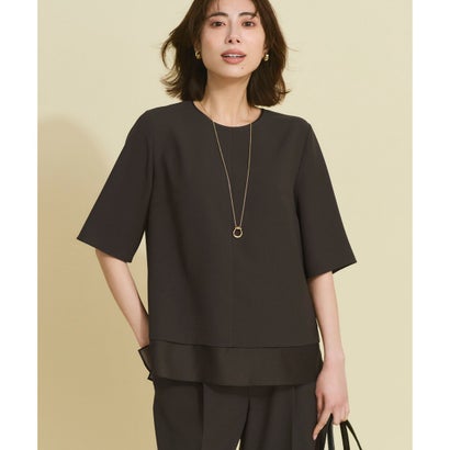 23区 S 【VERY・Oggi掲載】ストレッチジョーゼット シアーコンビ カットソー （ネイビー系）｜詳細画像