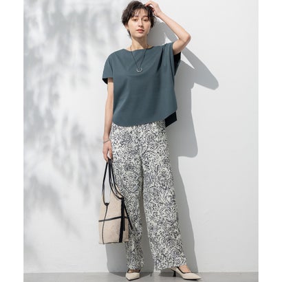 23区 S 【汗じみ防止/洗える】スムースデザイン フレンチスリーブ Tシャツ （ホワイト系）｜詳細画像