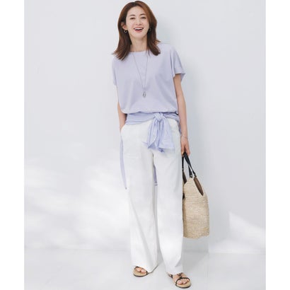 23区 S 【汗じみ防止/洗える】スムースデザイン フレンチスリーブ Tシャツ （ホワイト系）｜詳細画像