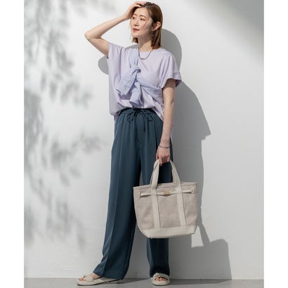 23区 S 【汗じみ防止/洗える】スムースデザイン フレンチスリーブ Tシャツ （ホワイト系）｜詳細画像