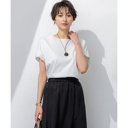 23区 S 【汗じみ防止/洗える】スムースデザイン フレンチスリーブ Tシャツ （ホワイト系）｜詳細画像