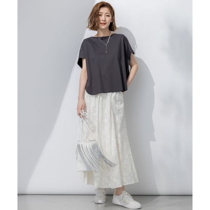 23区 S 【汗じみ防止/洗える】スムースデザイン フレンチスリーブ Tシャツ （ホワイト系）｜詳細画像
