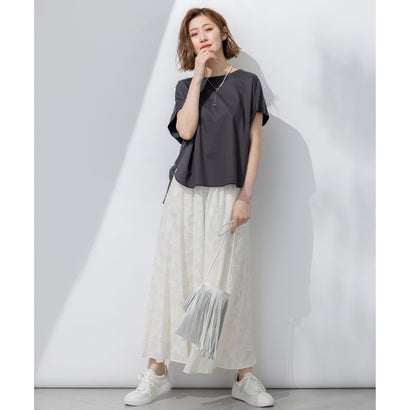 23区 S 【汗じみ防止/洗える】スムースデザイン フレンチスリーブ Tシャツ （ホワイト系）｜詳細画像