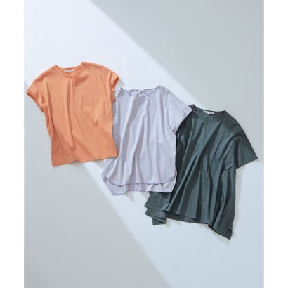 23区 S 【汗じみ防止/洗える】スムースデザイン フレンチスリーブ Tシャツ （オレンジ系）｜詳細画像