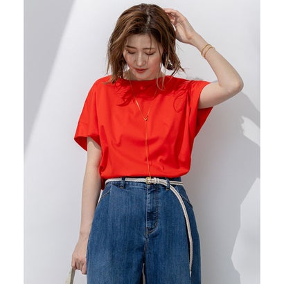 23区 S 【汗じみ防止/洗える】スムースデザイン フレンチスリーブ Tシャツ （オレンジ系）｜詳細画像
