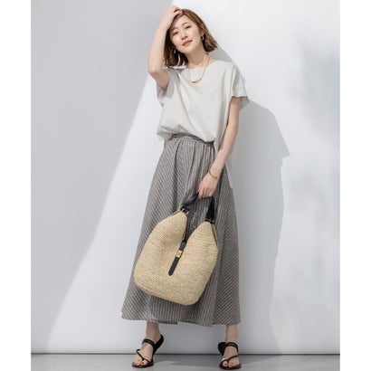 23区 S 【汗じみ防止/洗える】スムースデザイン フレンチスリーブ Tシャツ （オレンジ系）｜詳細画像