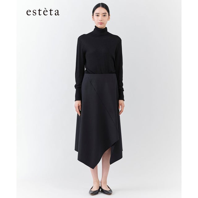 【エステータ】ライトダブルクロス スカート （ブラック系）