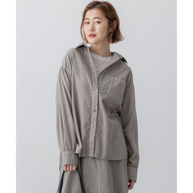 【見上愛さん着用/Oggi11月号掲載】コットン コーデュロイ シャツ （ライトグレー系）