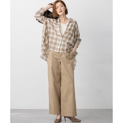 【WEB&一部店舗限定】シアーコットン チェック シャツ （ベージュチェック）｜詳細画像