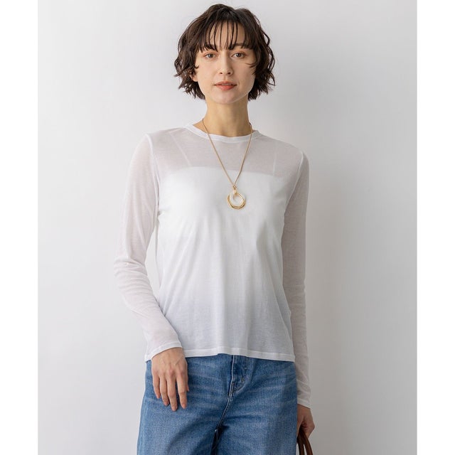 【見上愛さん着用】シアーフライス レイヤード ロンTEE （ホワイト系）