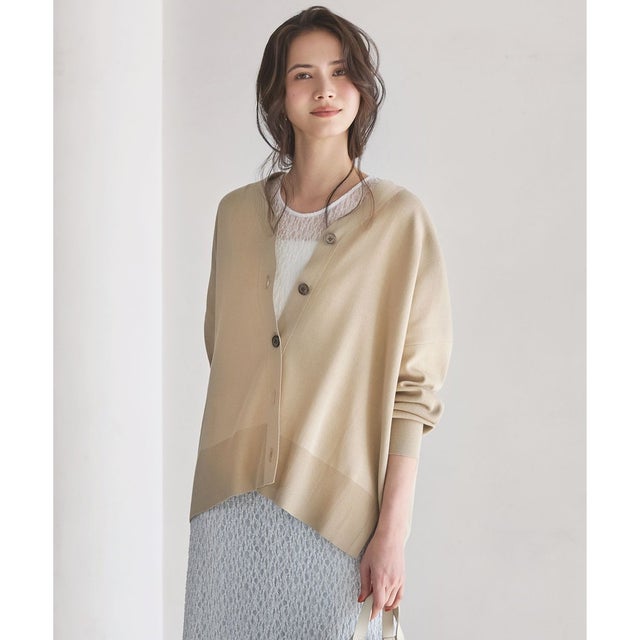 【SLOW/一部店舗限定】コットンポリエステル カーディガン （ベージュ系）