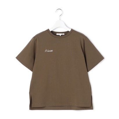 【Oggi掲載】バック刺繍 メッセージロゴ Tシャツ （ベージュ系）｜詳細画像
