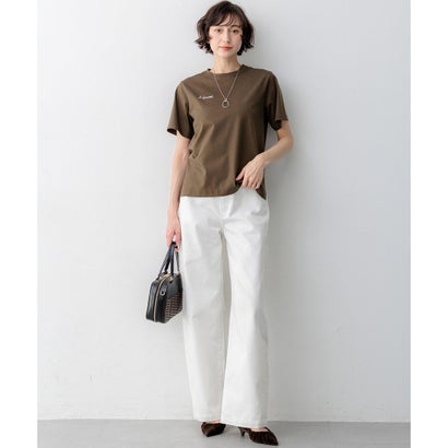 【Oggi掲載】バック刺繍 メッセージロゴ Tシャツ （ベージュ系）｜詳細画像