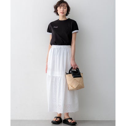 【Oggi掲載】バック刺繍 メッセージロゴ Tシャツ （ベージュ系）｜詳細画像