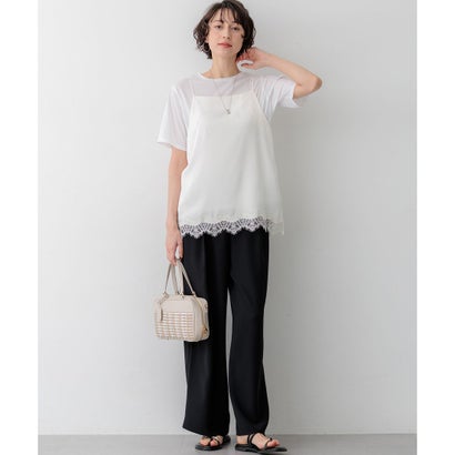 【WEB&一部店舗限定】ストレッチジョーゼット ワイドパンツ （ベージュ系）｜詳細画像