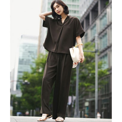 【WEB&一部店舗限定】ストレッチジョーゼット ワイドパンツ （ベージュ系）｜詳細画像