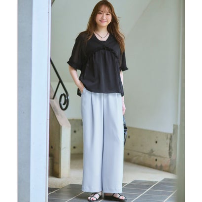 【WEB&一部店舗限定】ストレッチジョーゼット ワイドパンツ （ベージュ系）｜詳細画像