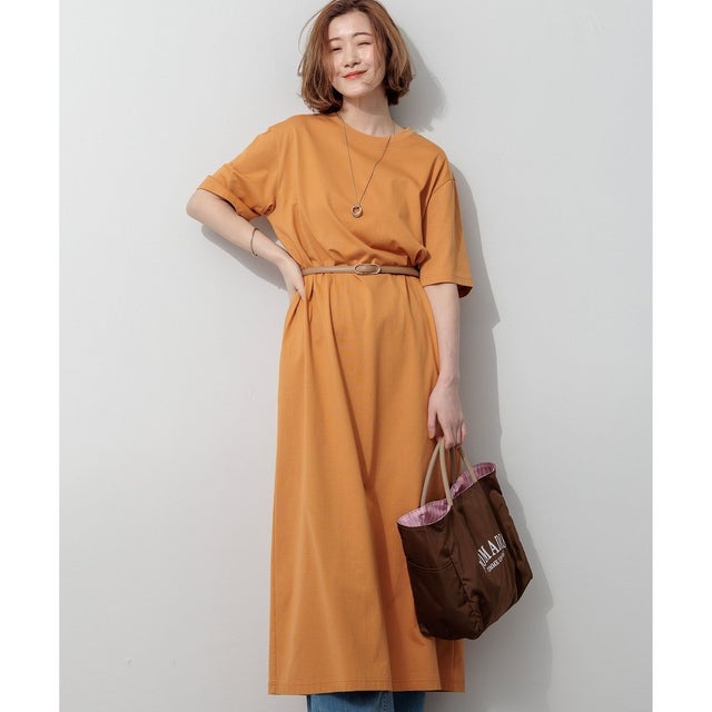 【SLOW/一部店舗限定】ヴィンテージライクジャージー T ワンピース （タンジェリン）