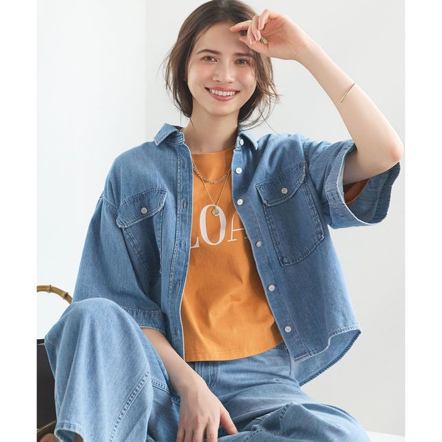【SLOW/一部店舗限定】LIGHT DENIM クロップド シャツ （ブリーチ）
