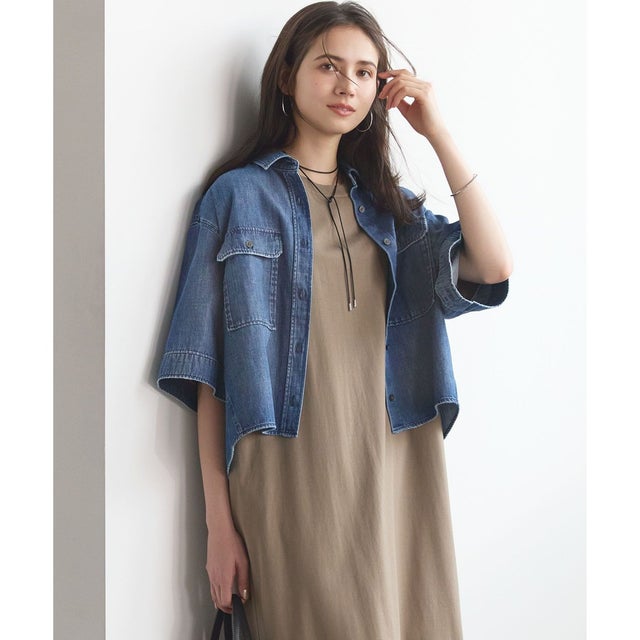 【SLOW/一部店舗限定】LIGHT DENIM クロップド シャツ （ブルー）