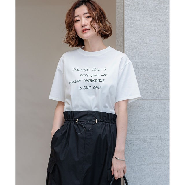 リラクシーシルエット メッセージ ロゴTシャツ （ホワイト系）