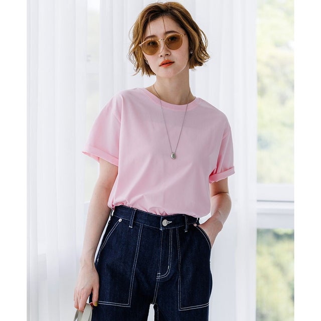 シルキータッチ ベーシック Tシャツ （ピンク系）