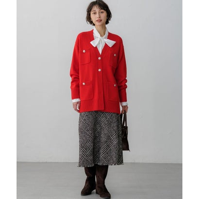 【見上愛さん着用/WEB&一部店舗限定カラーあり】カシミヤブレンド ジャケットライク カーディガン （[WEB&一部店舗限定]レッド系）｜詳細画像