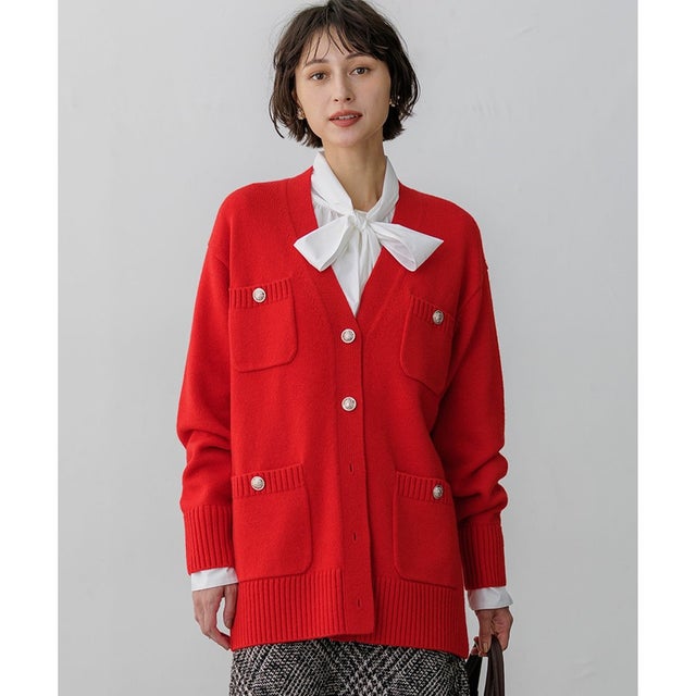 【見上愛さん着用/WEB&一部店舗限定カラーあり】カシミヤブレンド ジャケットライク カーディガン （[WEB&一部店舗限定]レッド系）