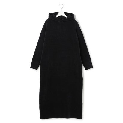 【SLOW/一部店舗限定】ベロアライク ニット フーデット ワンピース （モカ系）｜詳細画像