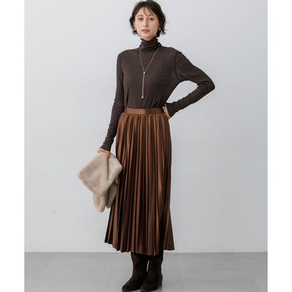 エコレザー プリーツスカート （ダークブラウン系）｜詳細画像