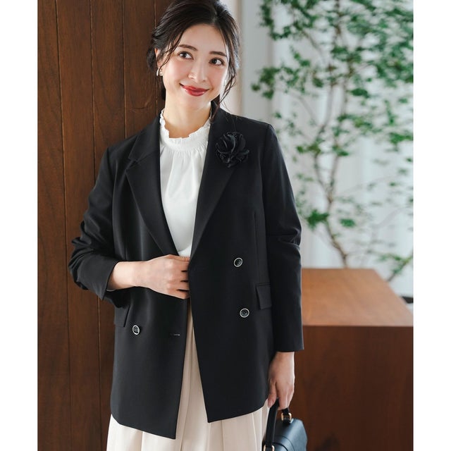 セレモニーダブルクロス テーラードジャケット （ブラック）