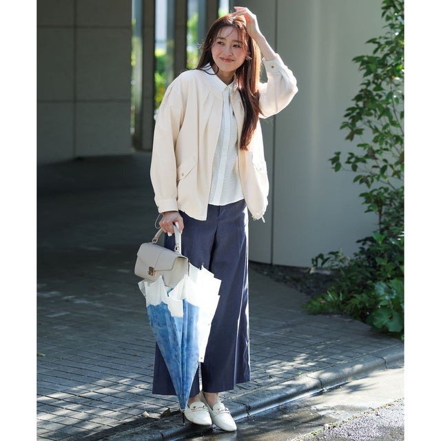 エアリーストレッチ ワイドパンツ （シャンブレーブルー）