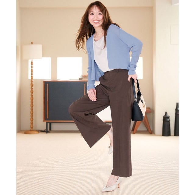 エアリーストレッチ ワイドパンツ （ブラウン）