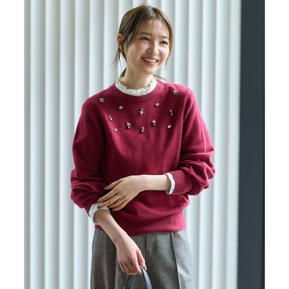 ANY SIS L ジュエルカシミヤミックスニット プルオーバー （ガーネット（レッド））｜詳細画像