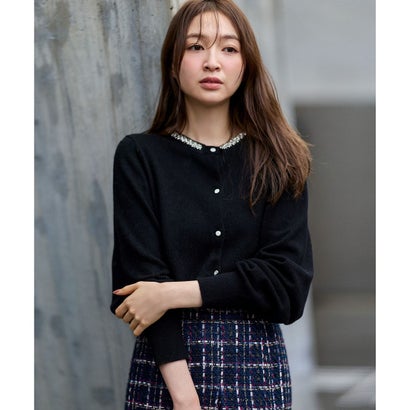 ANY SIS L ジュエルカシミヤミックスニット カーディガン （オニキス（ブラック））｜詳細画像