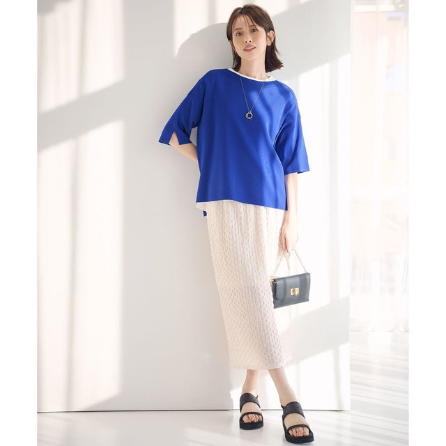 【洗える】カットジャカードナロー スカート （アイボリー）
