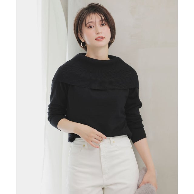【WEB・一部店舗限定】オフショルダー ニット （ブラック）