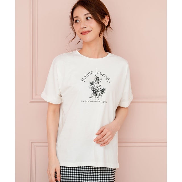 フラワープリント ロゴTシャツ （オフ）