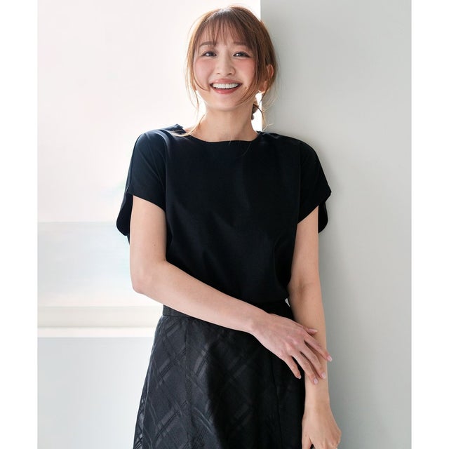 【シルクタッチさら魅せTシャツ】後ろコクーン プルオーバー （ブラック）