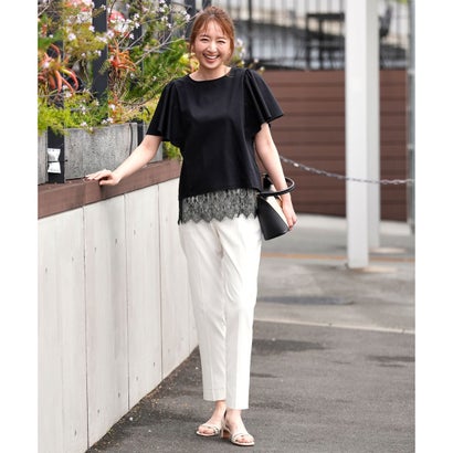 ANY SIS S 【シルクタッチさら魅せTシャツ】袖フレア プルオーバー （ダークグリーン）｜詳細画像