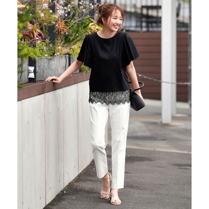 ANY SIS S 【シルクタッチさら魅せTシャツ】袖フレア プルオーバー （ダークグリーン）｜詳細画像