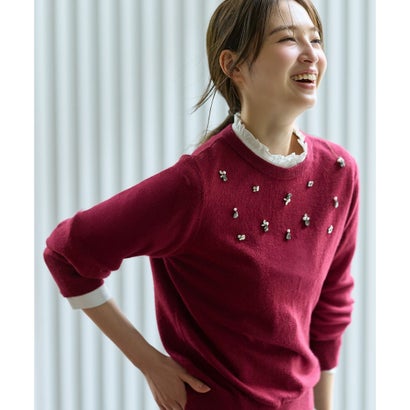 ANY SIS S ジュエルカシミヤミックスニット プルオーバー （ガーネット（レッド））｜詳細画像