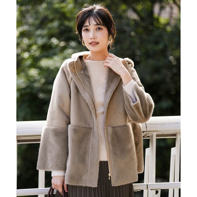 Luxuryフェイクムートン コート （モカ）