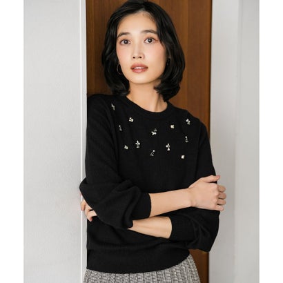 ANY SIS S ジュエルカシミヤミックスニット プルオーバー （オニキス（ブラック））｜詳細画像