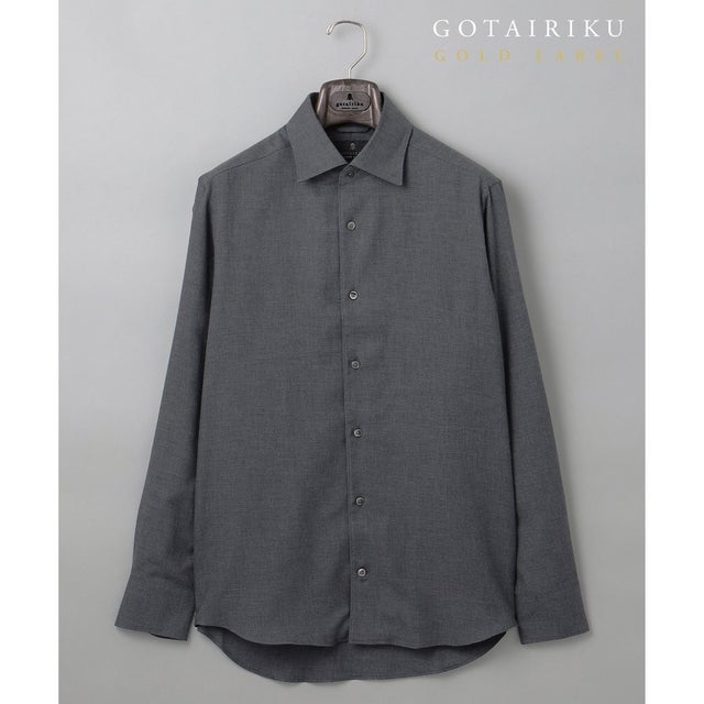 GOLD LABEL/WEB&一部店舗限定【Thomas Mason】コットンカシミヤ フラノシャツ （グレー系）