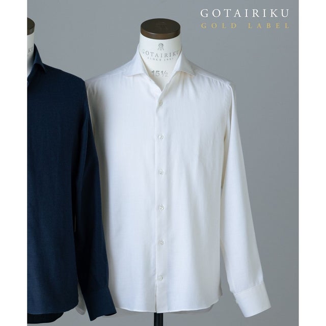 GOLD LABEL/WEB&一部店舗限定【Thomas Mason】コットンカシミヤ フラノシャツ （ホワイト系）