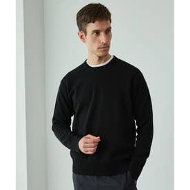 WEB限定【洗える】 ミラノリブ ミドルゲージ クルーネックニット （ブラック系）
