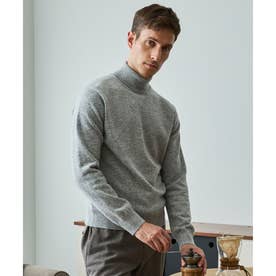 WEB限定【洗える】カシミヤ混 タートルネック （ライトグレー系）