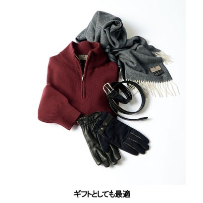 WEB限定【洗える】カシミヤ混 ハーフジップニット （グレー系）｜詳細画像